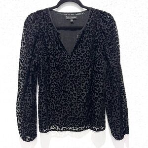 Banana Republic‎ velvet brocade Black Print Blouse S